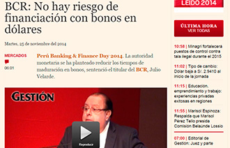Peru Banking and Finance Day 2014 – BCR: No hay riesgo de financiación con bonos en dólares