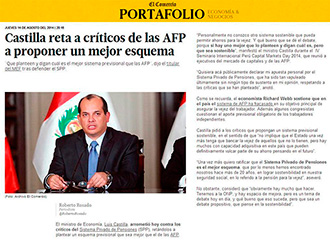 Peru Capital Markets Day 2014 - Castilla reta a críticos de las AFP a proponer un mejor esquema