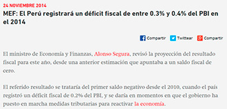 Peru Banking and Finance Day 2014 - MEF: El Perú registrará un déficit fiscal de entre 0.3% y 0.4% del PBI en el 2014