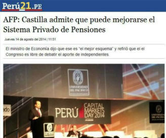 Peru Capital Markets Day 2014 - AFP: Castilla admite que puede mejorarse el Sistema Privado de Pensiones
