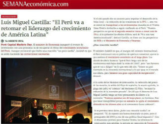 Peru Capital Markets Day 2014 -  Luis Miguel Castilla: "El Perú va a retomar el liderazgo del Crecimiento de América Latina"