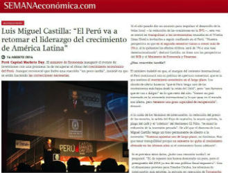 Peru Capital Markets Day 2014 -  Luis Miguel Castilla: "El Perú va a retomar el liderazgo del Crecimiento de América Latina"