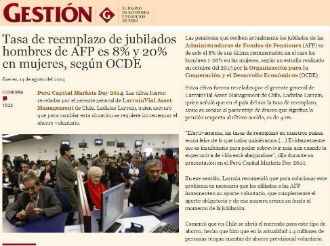 Peru Capital Markets Day 2014 - Tasa de reemplazo de jubilados hombres de AFP es 8% y 20% en mujeres, según OCDE